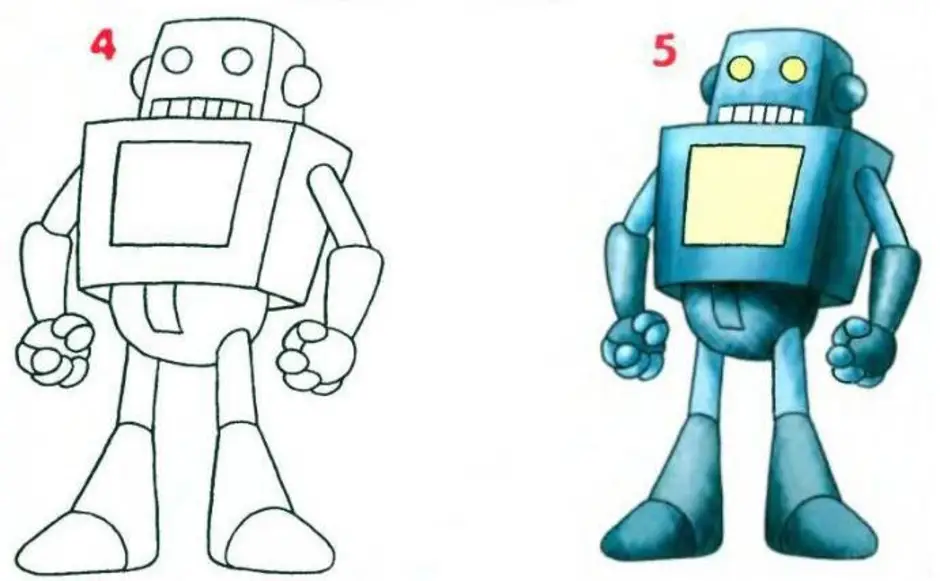 Как поэтапно нарисовать робота поэтапно для детей