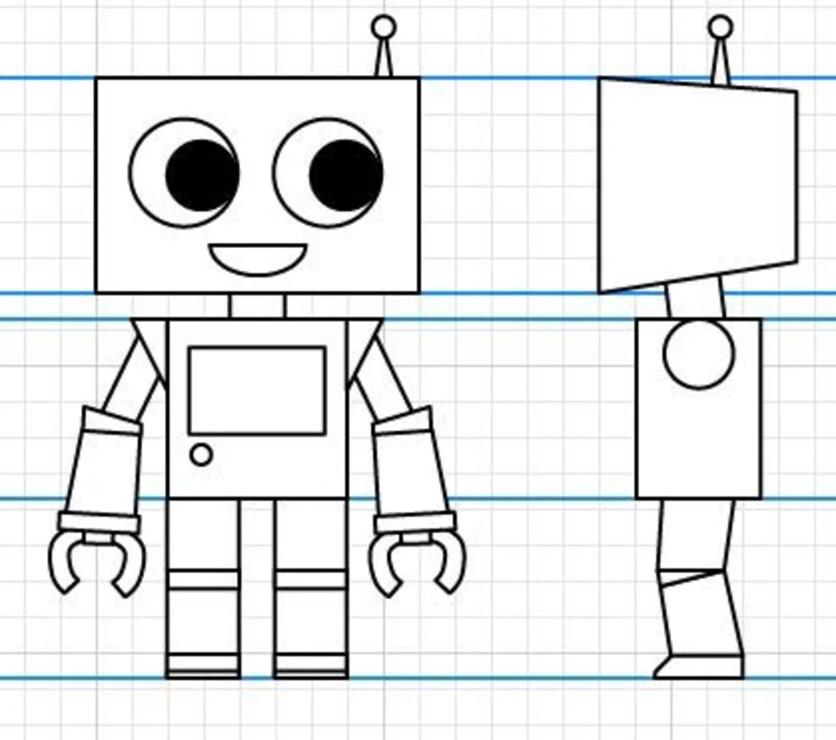 Нарисовать робота 5 класс. Робот рисунок. Робот рисунок карандашом. Роботы для рисования детям. Роботы детские рисунки.