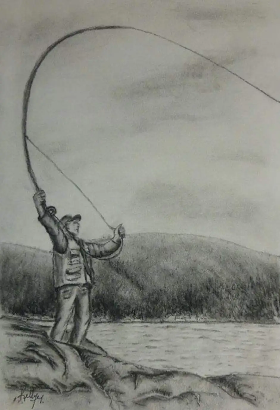 Ловить на легкое. Рыбалка рисунок. Рыбак рисунок. Рисование карандашом рыбалка. Рисунок на тему рыбалка карандашом.