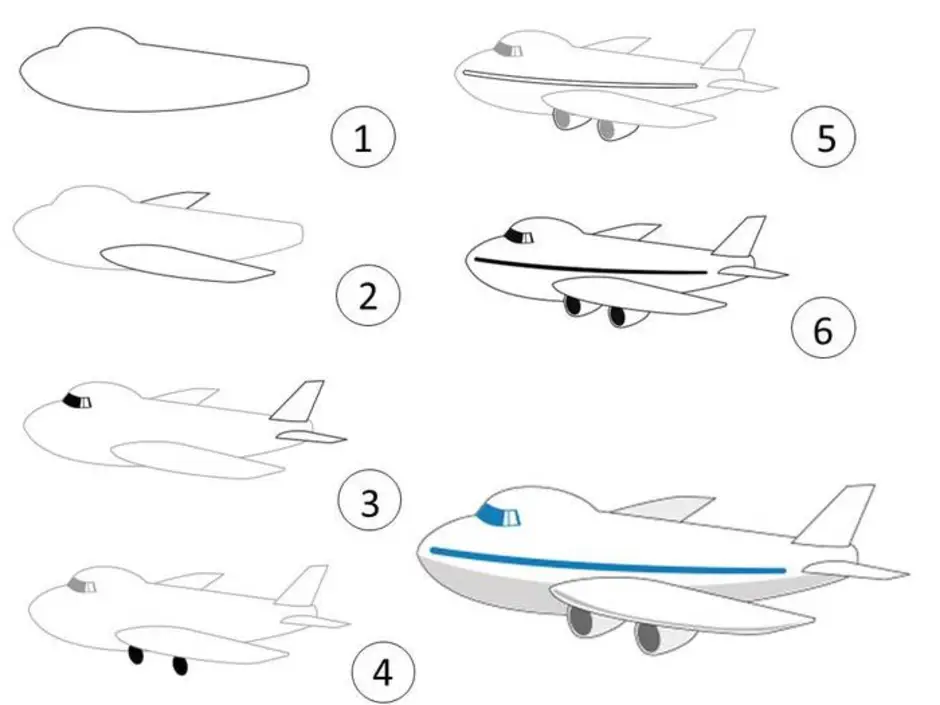 Как нарисовать самолет по шагово