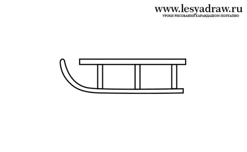 Как нарисовать санки. Санки сбоку рисунок. Сани сбоку контур. Санки рисунок карандашом.