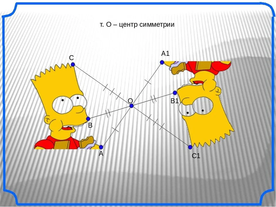 Как нарисовать фигуру симметричную относительно точки 6 класс