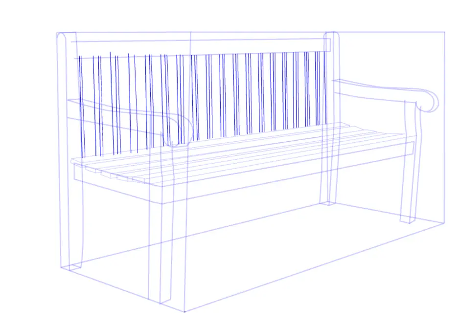 Как нарисовать скамейку сбоку