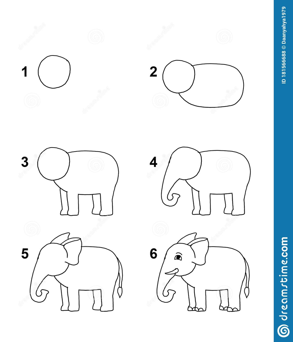 Как рисовать слона поэтапно