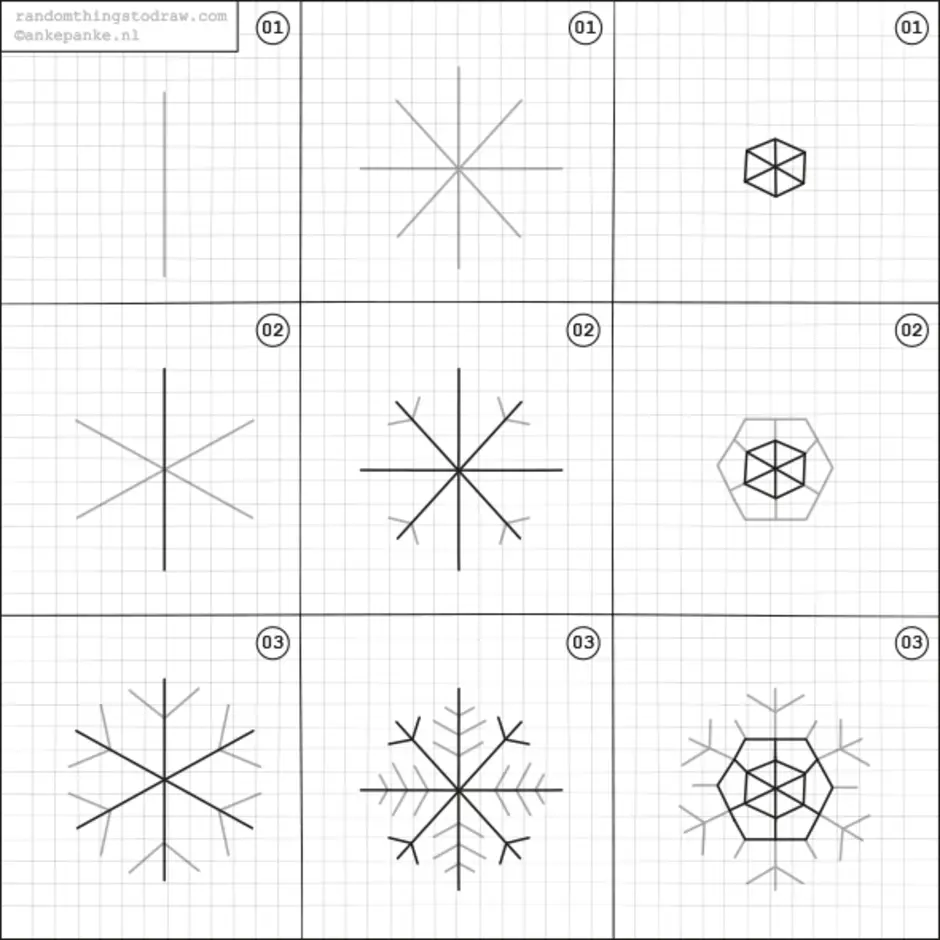 Снежинки как легко нарисовать