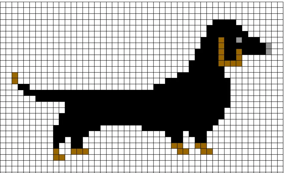 Нарисовать собаку по клеточкам в тетради в клеточку
