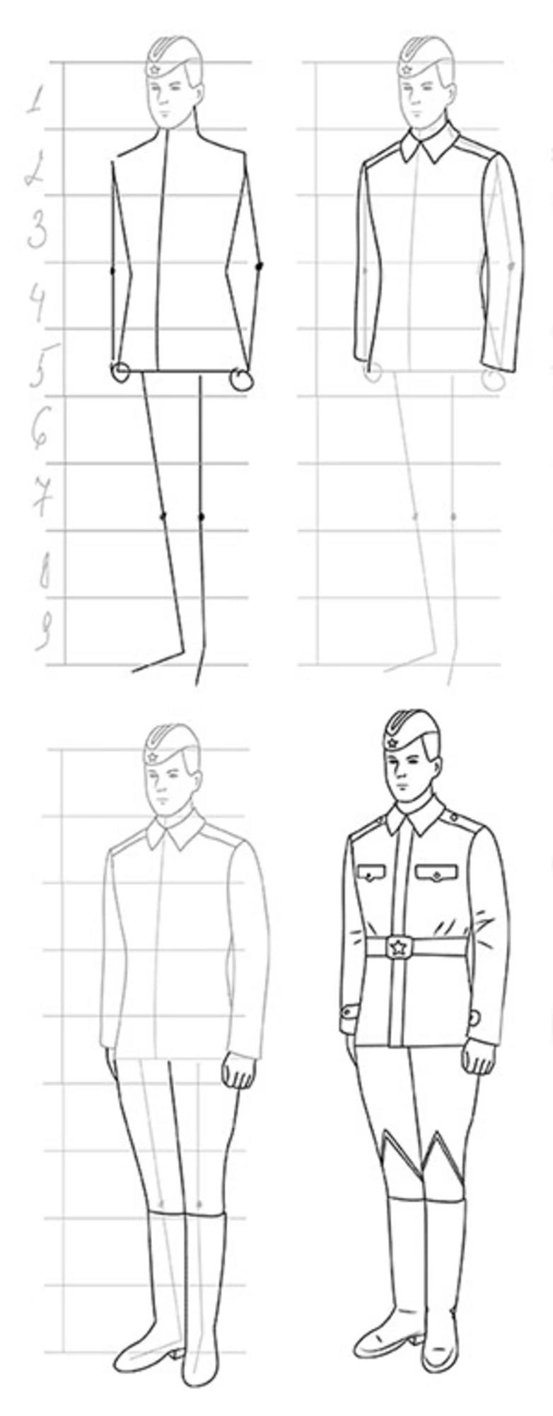 Нарисовать солдата карандашом легко и просто и красиво