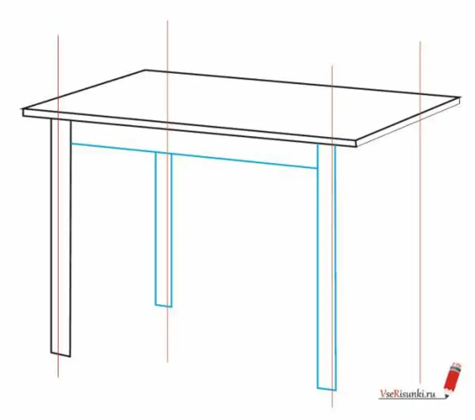 Как нарисовать стол пошагово