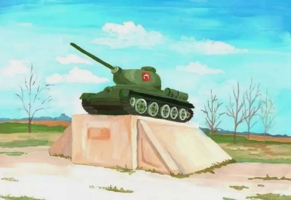 Рисунок танка на 9 мая. Памятник танк т-34 рисунок. Танк т- 34 памятник Прохоровское поле. Рисунки на военную тему.