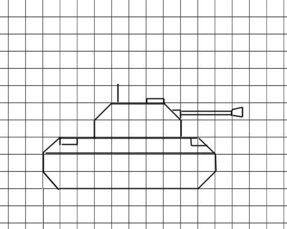 Как нарисовать танк в тетради в клетку
