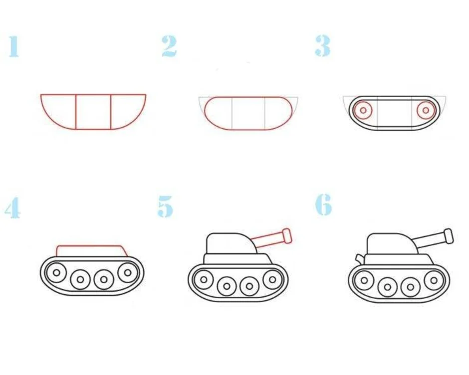 Нарисовать танк поэтапно для детей легко