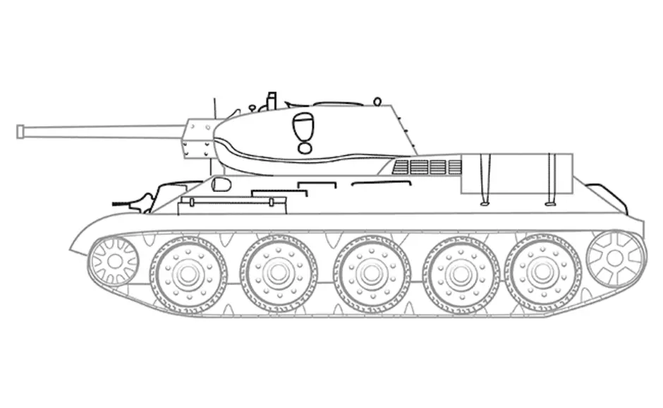 Т 34 поэтапно нарисовать