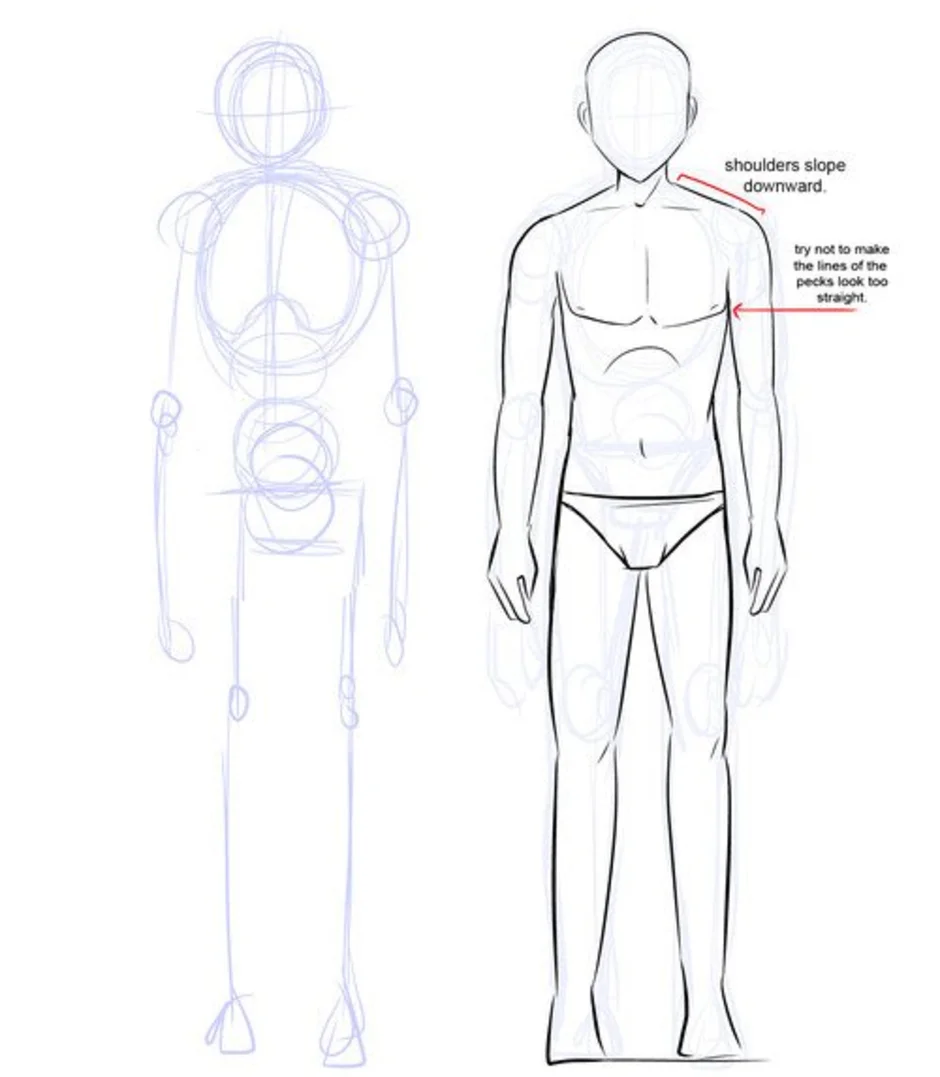 Как нарисовать тело мальчика аниме