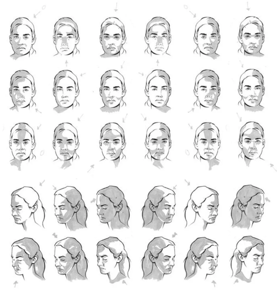 Изображение человека по свету. Рисование головы в разных ракурсах. Голова человека в разных ракурсах. Портрет в разных ракурсах. Скетч головы.