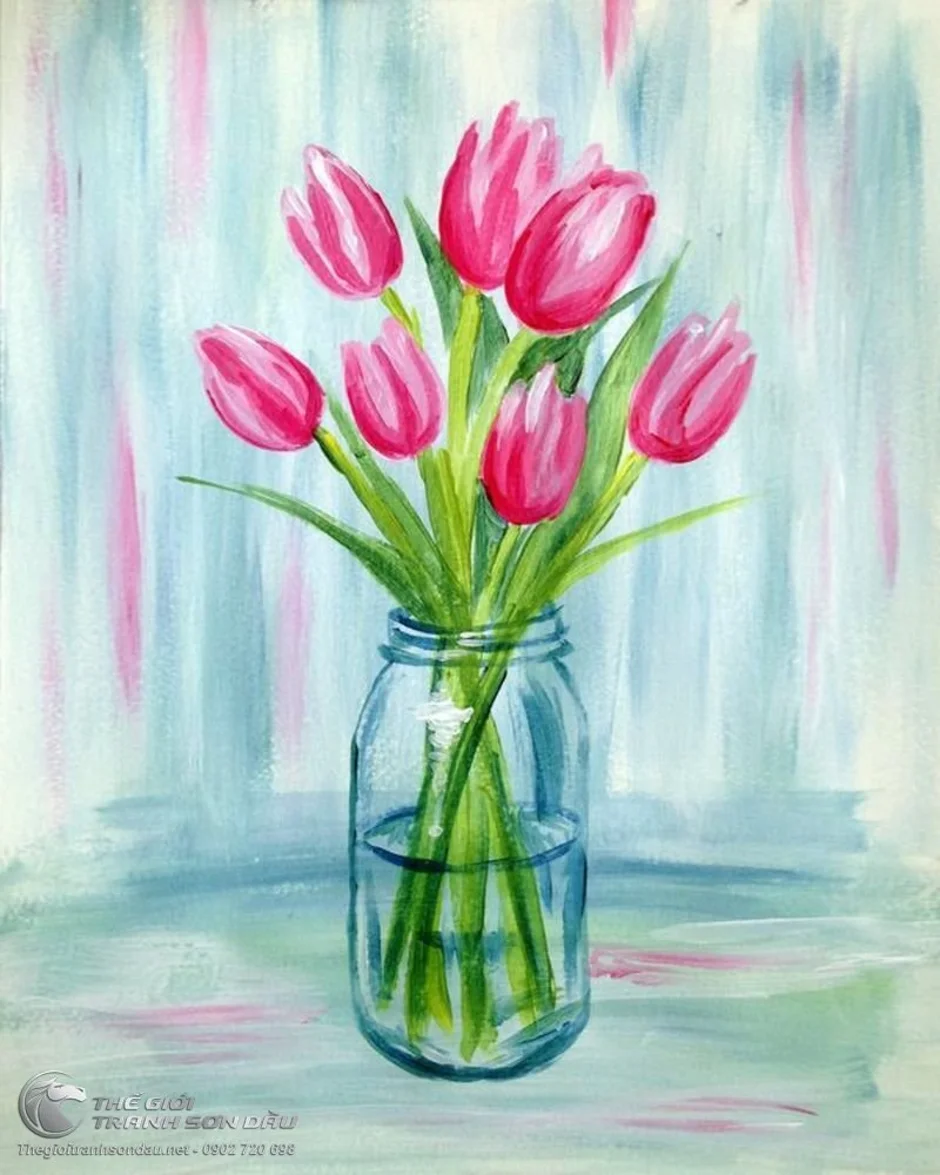 Букет картина тюльпаны акварель