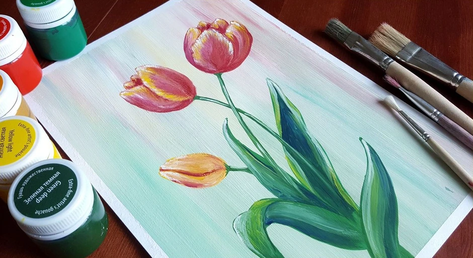 Рисование тюльпанов