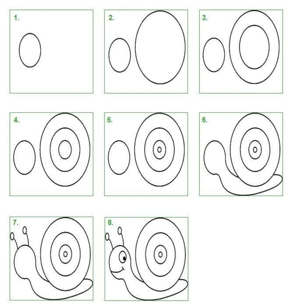 Как нарисовать улитку ребенку