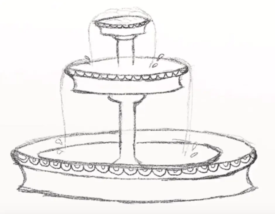 Как нарисовать фонтан легко и просто и красиво