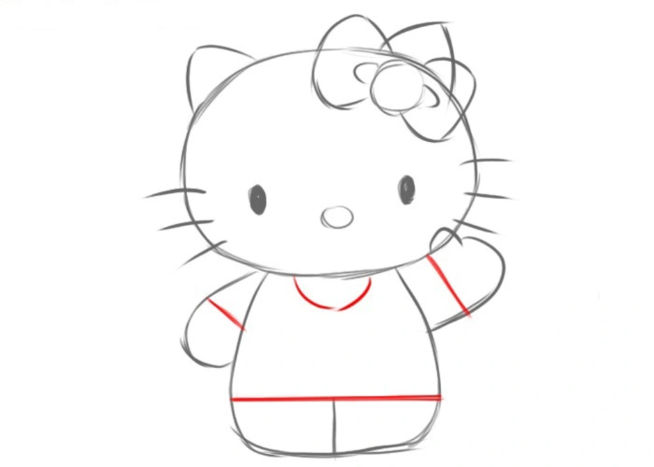 Hello kitty нарисовать карандашом