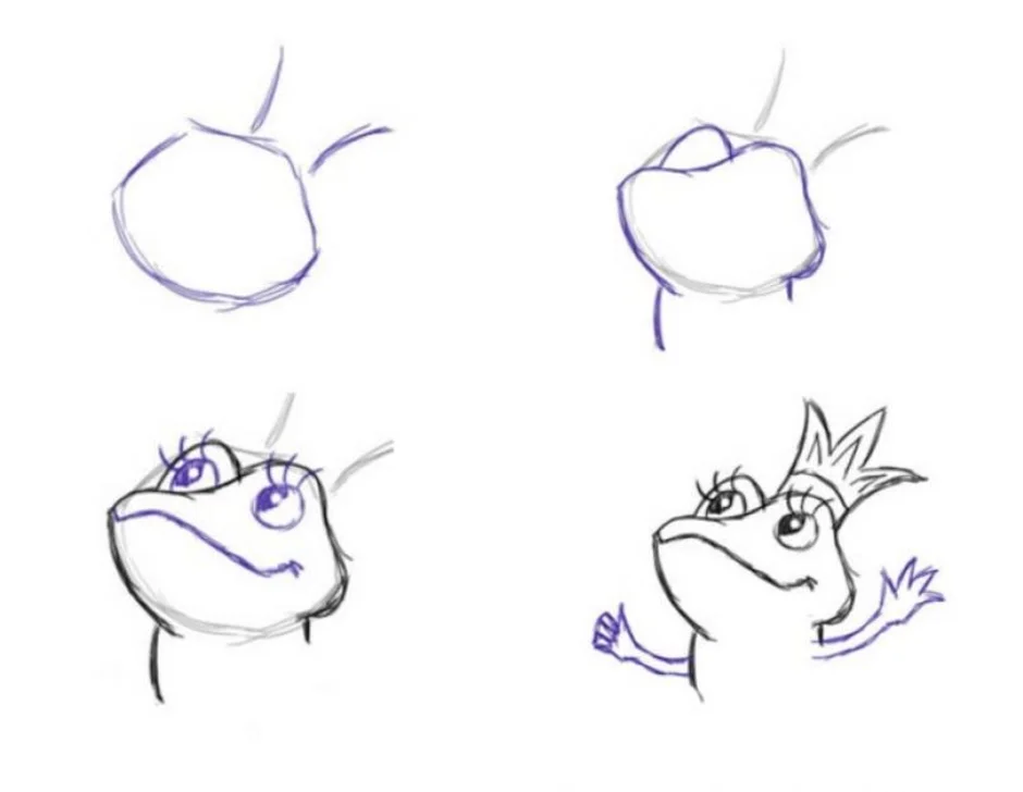 Поэтапное рисование сказок. Поэтапный рисунок лягушки. Царевна лягушка рисунок карандашом. Рисунок лягушки для срисовки. Пошаговое рисование лягушки.