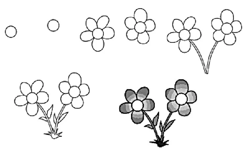 Рисунок для детей 5 лет карандашом цветок
