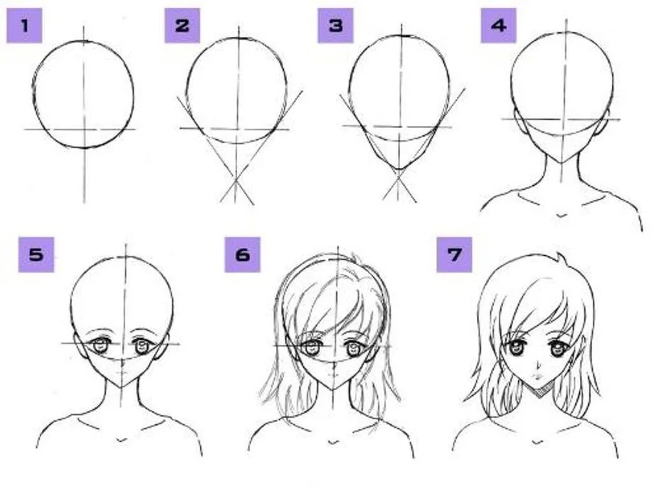 Как нарисовать лицо человека аниме карандашом