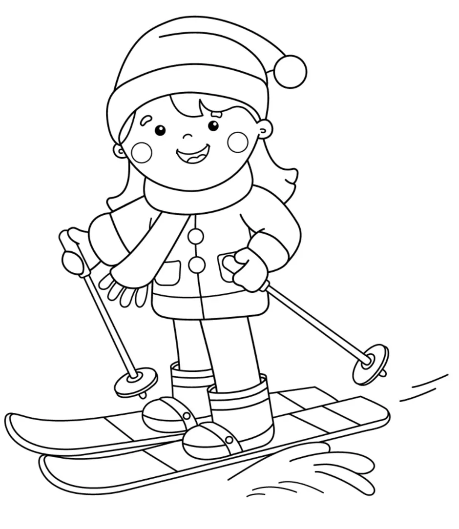 Рисунок лыжника для детей
