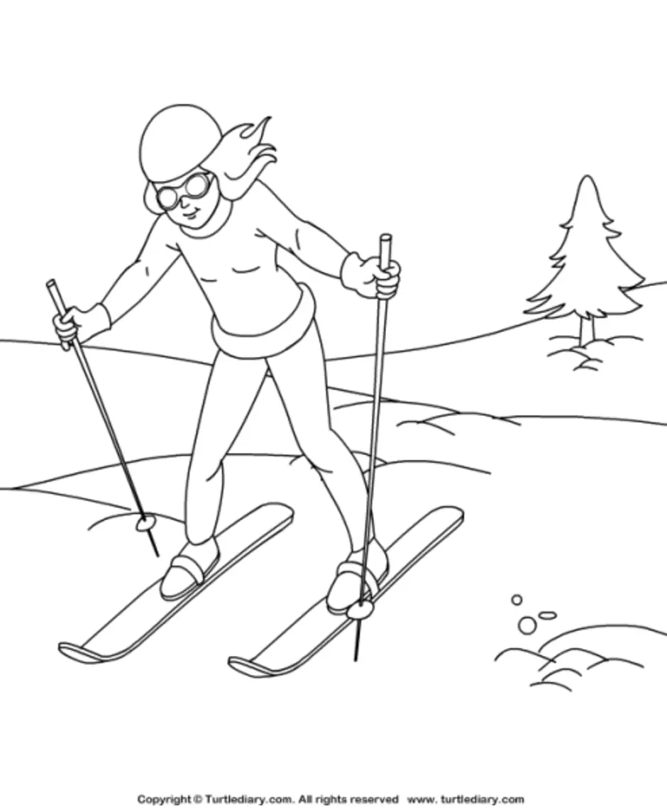 Лыжник 3 класс. Раскраска спорт лыжи. Лыжник рисунок. Лыжный спорт рисование. Лыжник раскраска для детей.