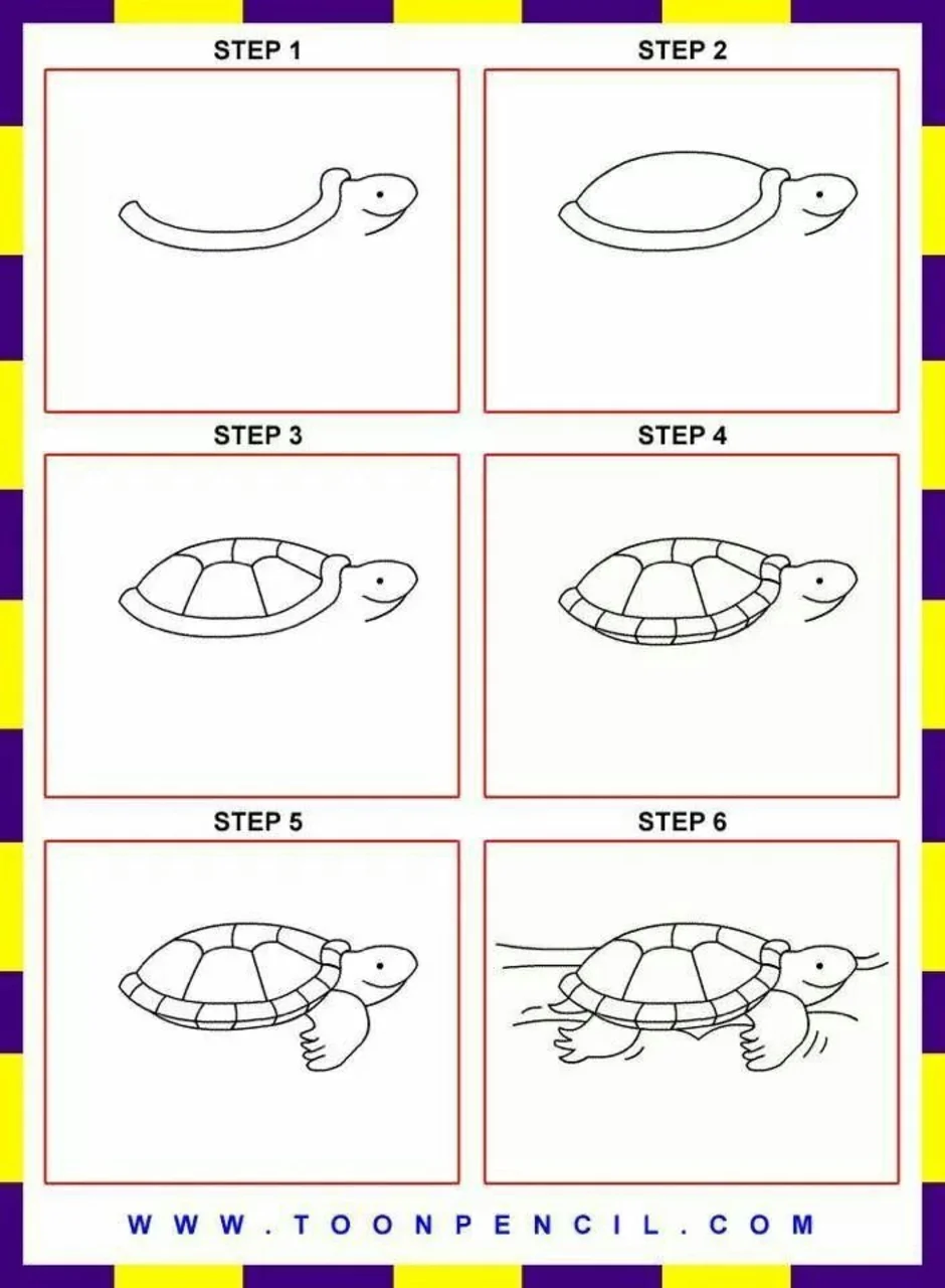 Как рисовать черепашку для детей