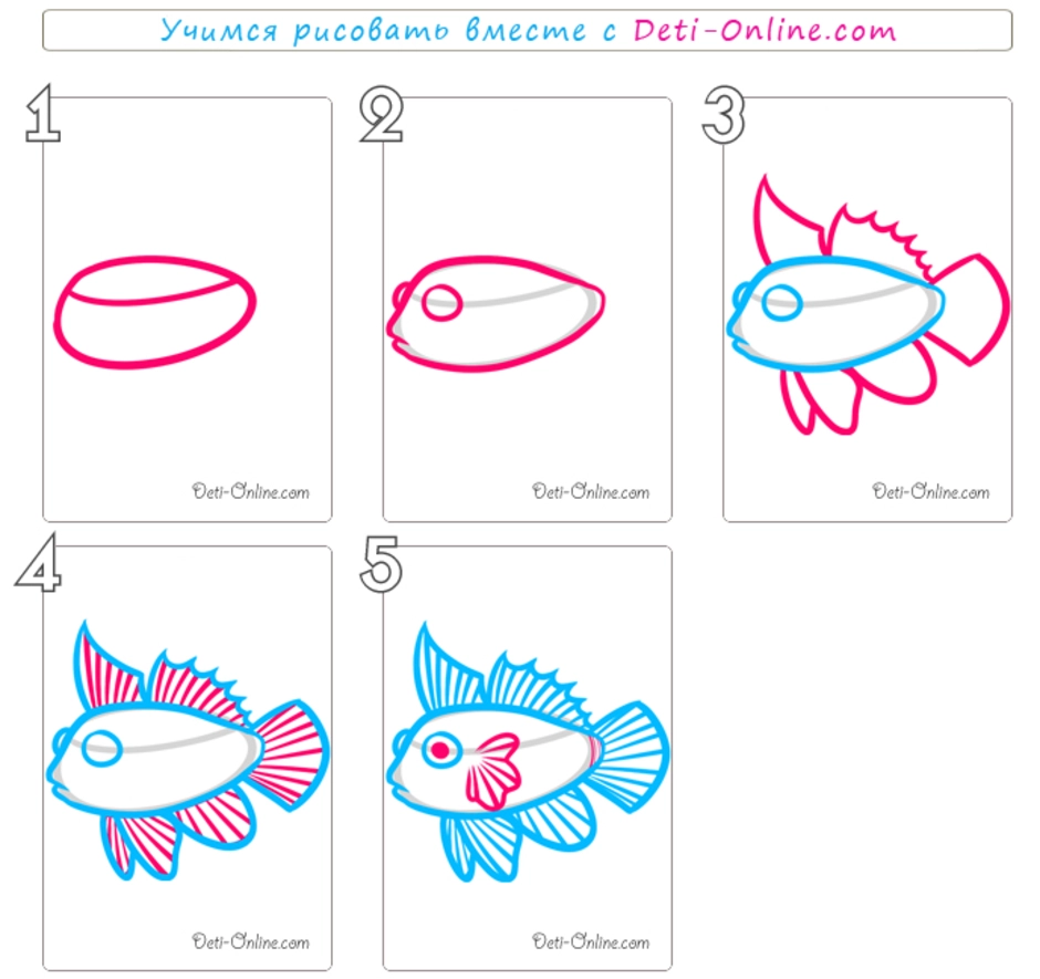 Покажи как рисовать рыбу