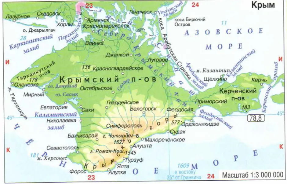 Крымские горы контурная карта