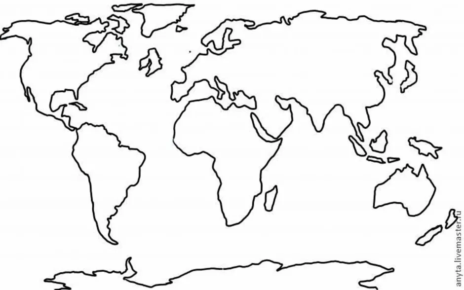 Контурная карта мира 2 класс окружающий мир распечатать