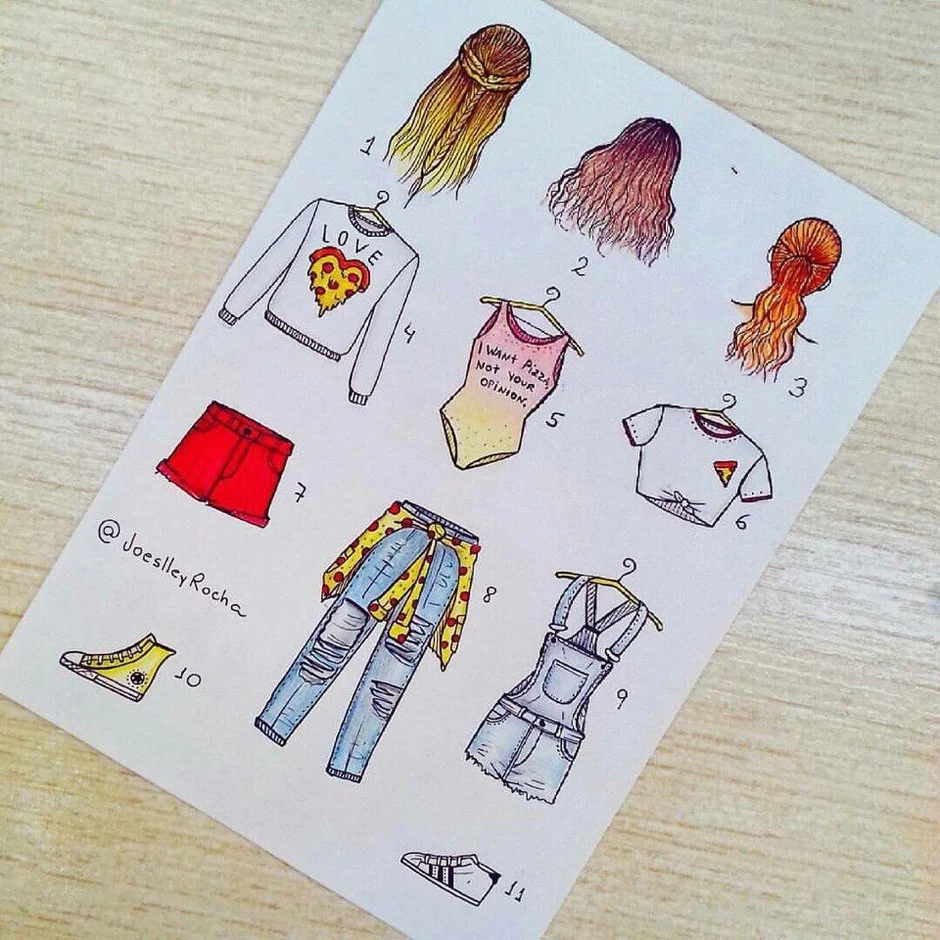 Рисунки для скетчбука одежда