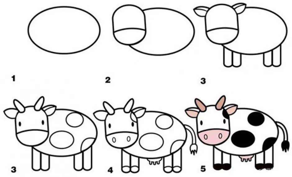 Корова легкий рисунок