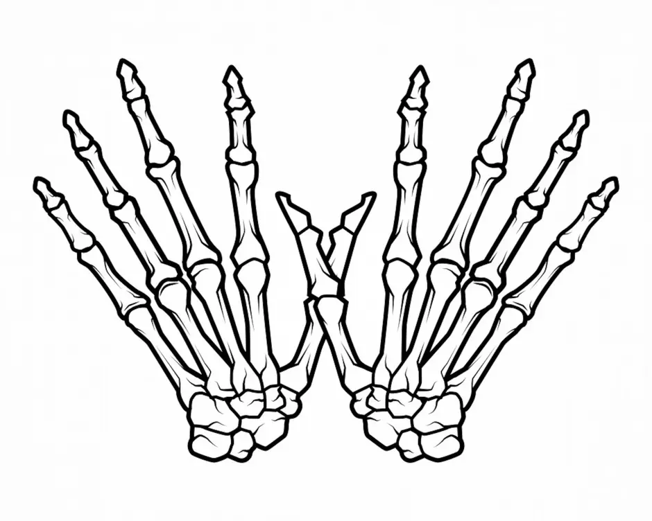 Рука скелета рисунок на руке