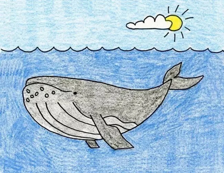 Рисунок кита для детей