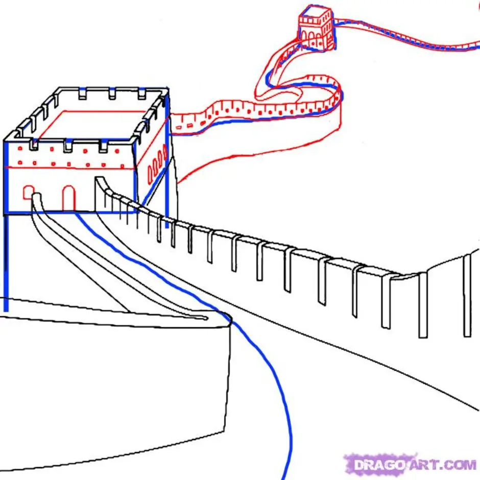 Китайская стена рисунок для детей простые