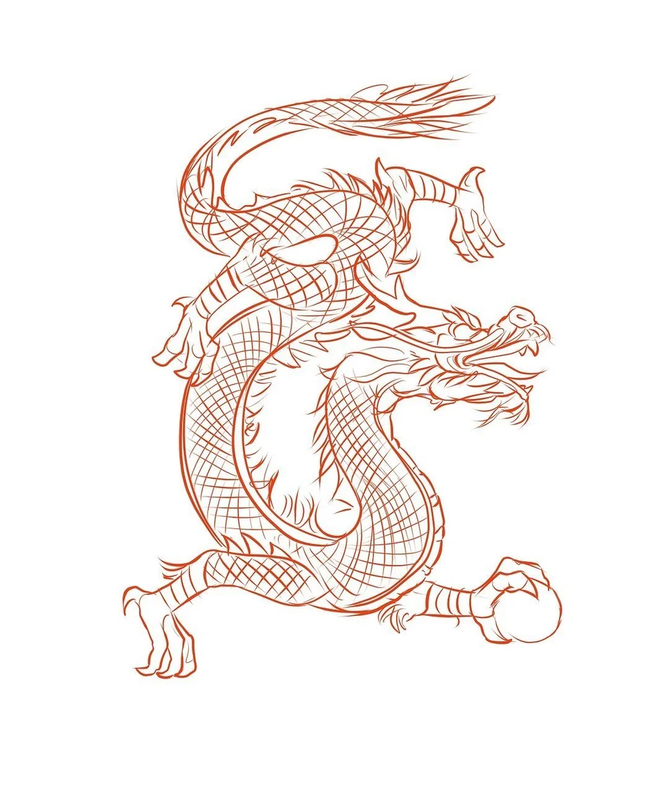 Эскиз китайского дракона
