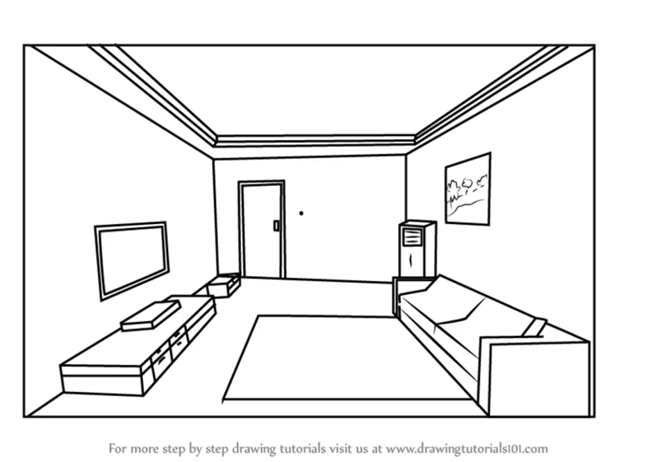 Комната в линейной перспективе рисунок