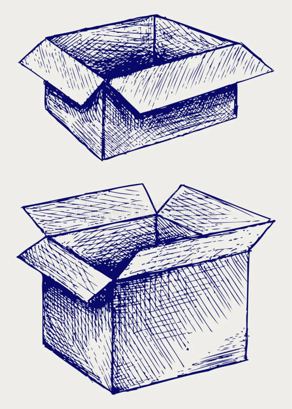 Как нарисовать коробку. Рисование коробки. Набросок коробки. Зарисовки коробок. Коробка "рисунок".