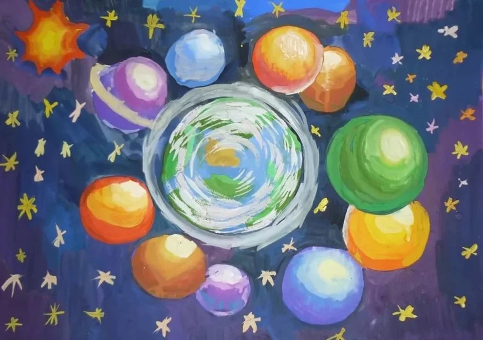 Космос картина для детей. Рисунок на тему космос. Рисование для детей космос. Рисунок на космическую тему. Космос рисунок для детей.