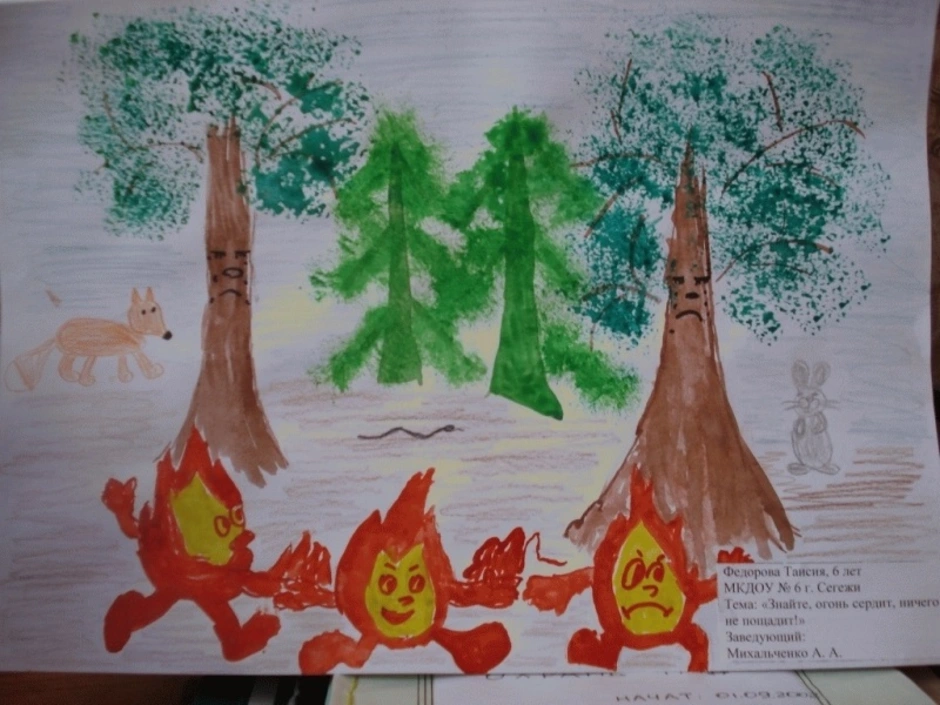 Рисунок берегите лес от пожара