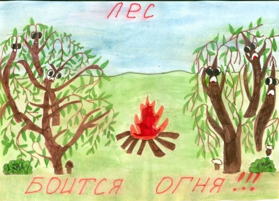 Плакат на тему берегите лес от пожара