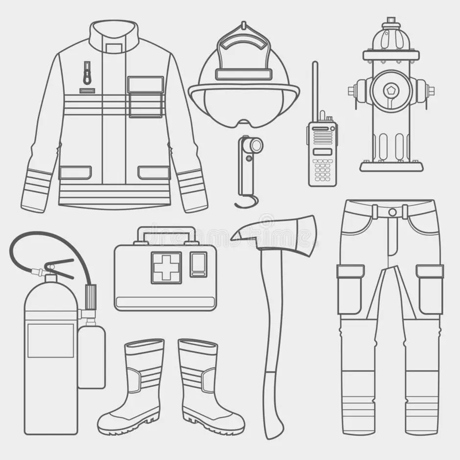 Костюм пожарного нарисовать