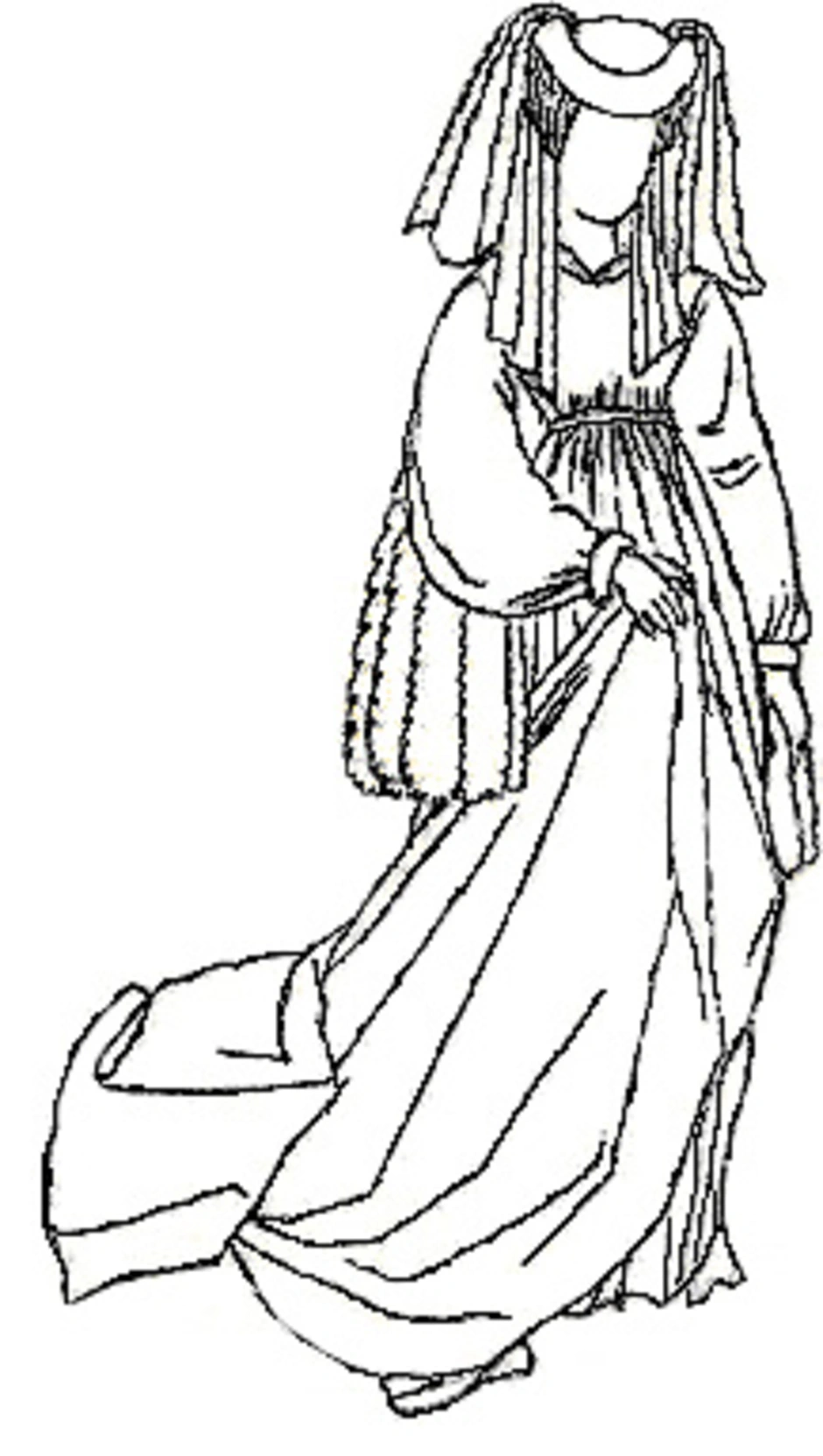 Рисунок средневековья 5 класс. Готический костюм средневековья рисунок. Готический костюм эпохи средневековья рисунки. Средневековый костюм женский. Костюм средневековья женский раскраска.