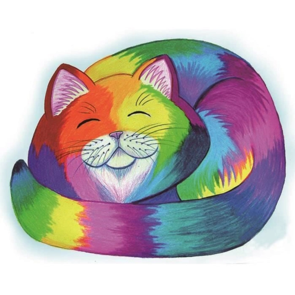 Цветная картинка котика. Радужный кот. Цветные коты. Разноцветная кошка. Разноцветные цветные котики.