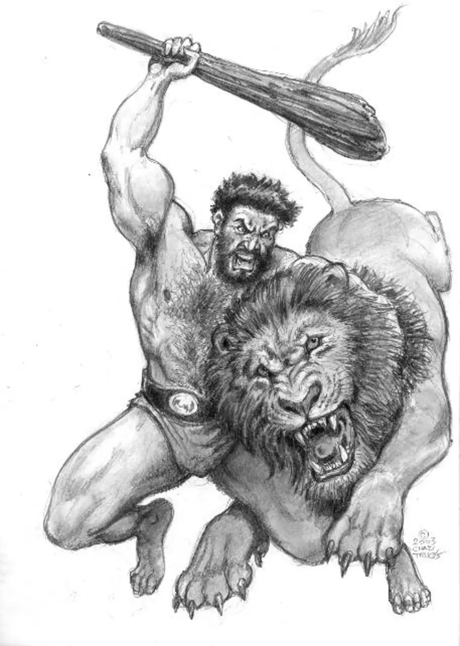 Геракл и немейский Лев нарисовать