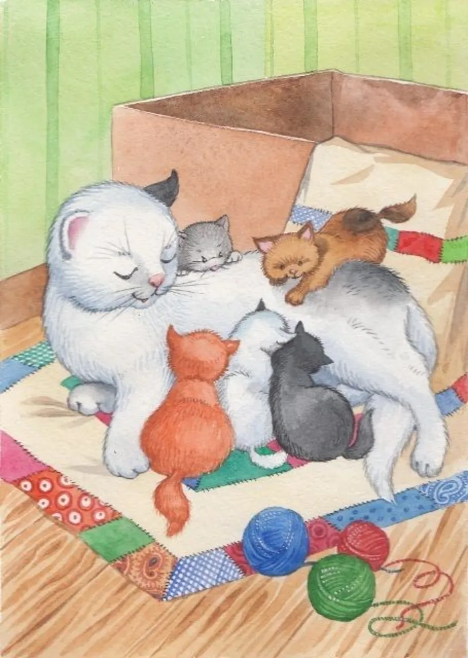 Кот мама игры. Сюжетная картина кошка с котятами. Кошка иллюстрация. Котенок рисунок. Кошка с котятами рисунок.