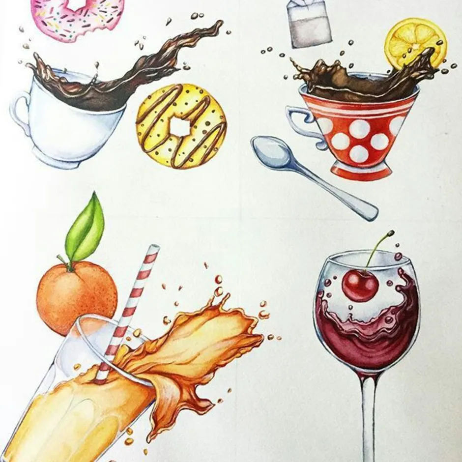 Фуд рисунок. Рисунки еды. Акварельные иллюстрации еды. Зарисовки еды. Нарисованная еда.