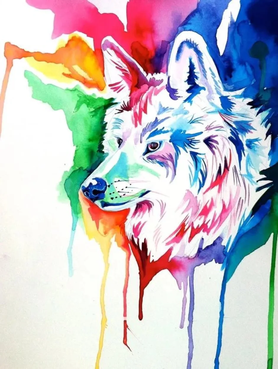 картинки волка для срисовки цветные